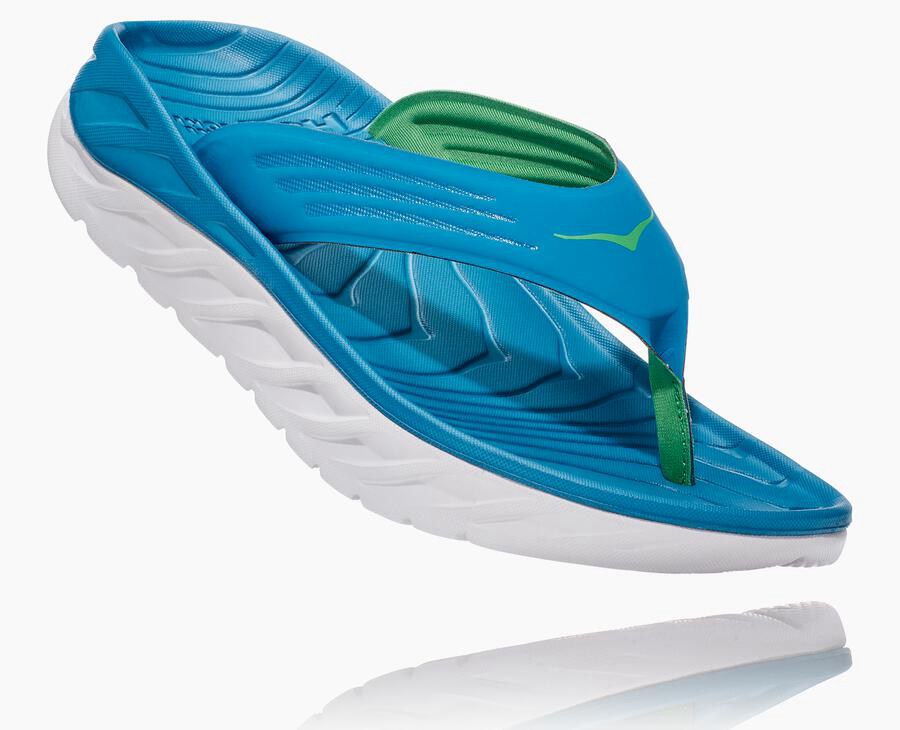 Hoka One One Sandalet Erkek Mavi/Beyaz - Ora Recovery Flip - SR9420861